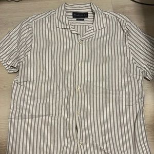 Abercrombie Camp Collar striped linen shirt